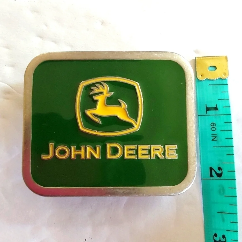 Vintage John Deere Belt Buckle Tractor Green / Silver